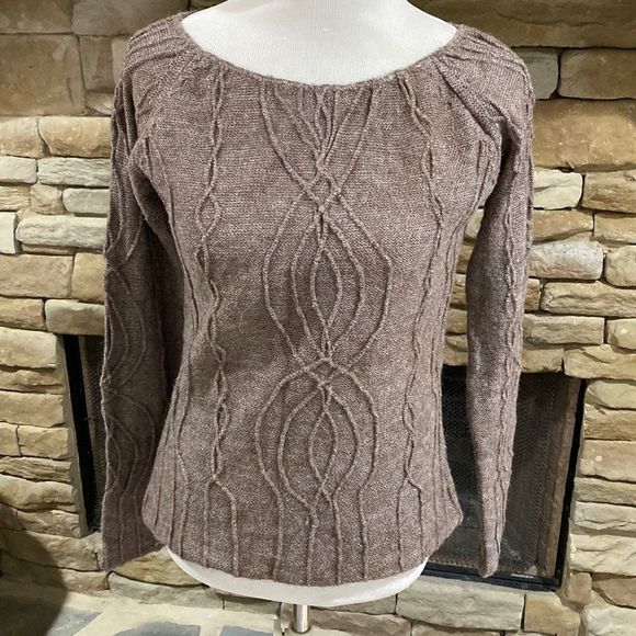 Free People Alpaca Blend Mink Scoop Neck Knit Sweater Pullover Size L - Picture 4 of 11